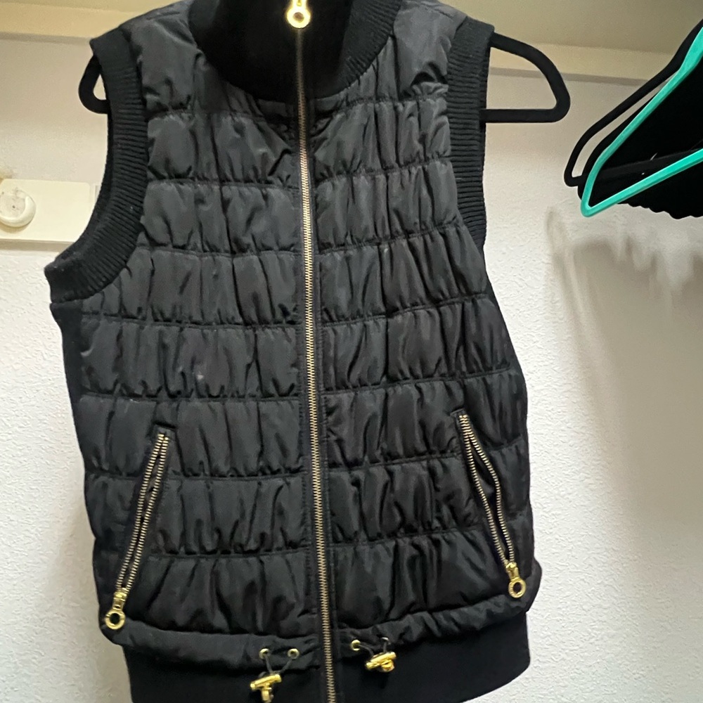 Calvin Klein Black Quilted Vest with Gold Accents